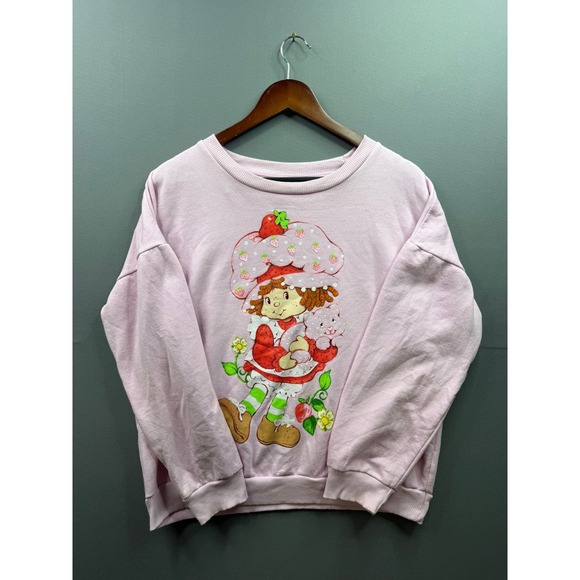 Strawberry Shortcake Tops - Strawberry Shortcake Sweatshirt‎ Womens Pink Graphic Retro Pullover Large